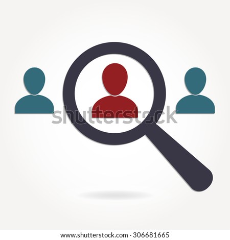 stock vector human resources and recruitment symbol magnifying glass and man silhouette icon vector 306681665