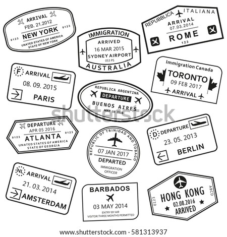 Custom Travel Passport Stamp Set International Stock Vector 581313937 ...