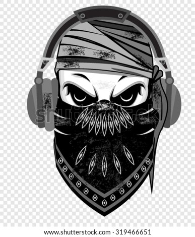 Skull Beard Mustache Hipster Hat Headphones Stock Vector 392477686 ...