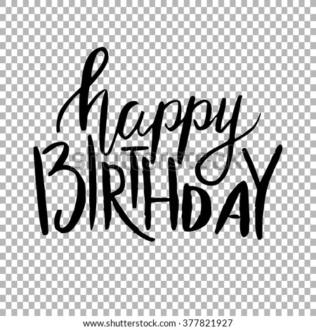 Happy Birthday Hand Draw Lettering On Stock Vector 377821927 - Shutterstock