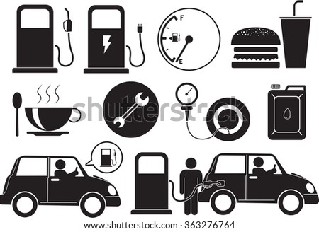 Gas Station Icon Set 스톡 벡터 363276764 - Shutterstock