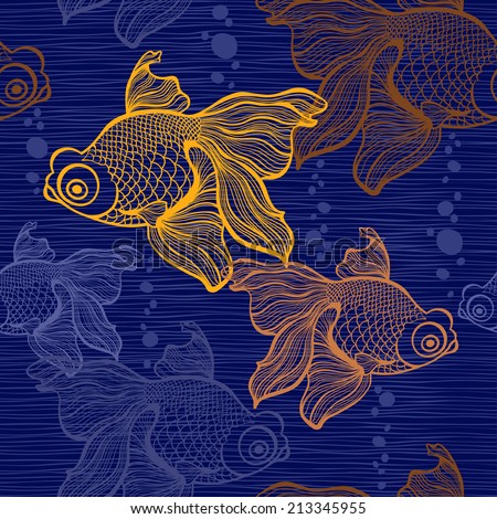 Seamless pattern with goldfish.