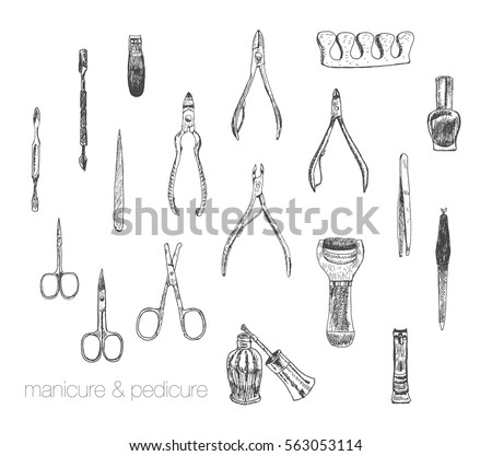 Beauty Care Manicure Pedicure Tools Products Stock Vector 563053114