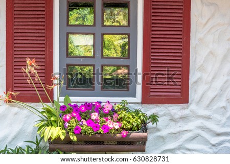 Old European Window Shutters Flower Box Stock Photo 13167931 - Shutterstock