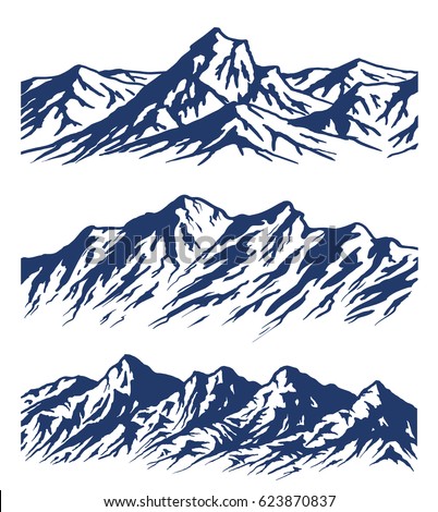 Set Mountain Range Silhouettes Isolated On Stock Vector 623870837