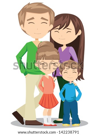 Cartoon Happy Family Father Mother Sister Stock Illustration 144428101 ...