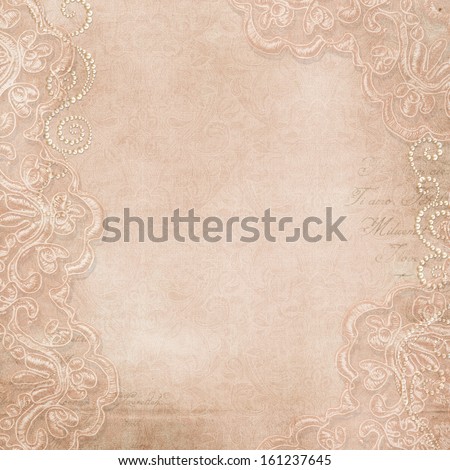 Vintage gorgeous background with lace and pearls