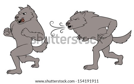 Big Bad Wolf Huff and Puff - stock vector