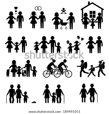 Happy Family People Family Pictogram Set Stock Vector 189491051 ...