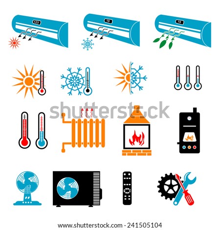 Heating Cooling Icons Stock Vector (Royalty Free) 241505104 - Shutterstock