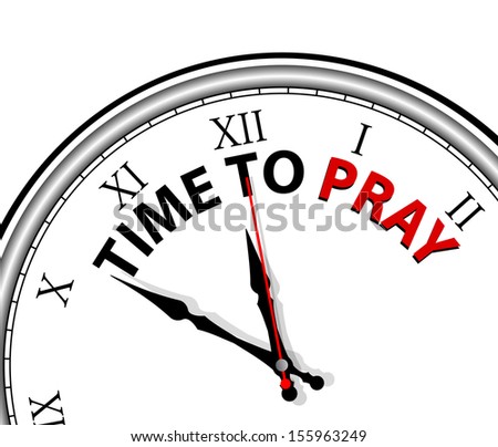 White clock with words Time to pray on its face - stock vector