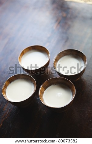 Four Cups Of Tibetan Butter Tea On A Table Mamahoohooba S Portfolio On