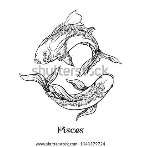 Download Pisces Fishes Zodiac Sign Astrological Horoscope Stock Vector 1040379724 - Shutterstock