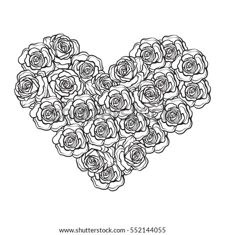 Black Roses Shape Heart Stock Vector 32253136 - Shutterstock