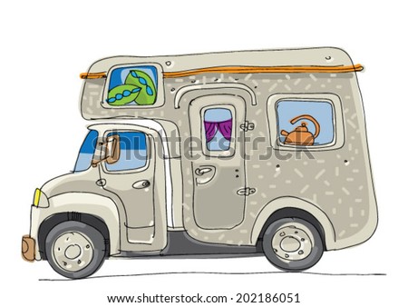 Caravan Motor Home Cartoon Stock Vector 203930038 - Shutterstock