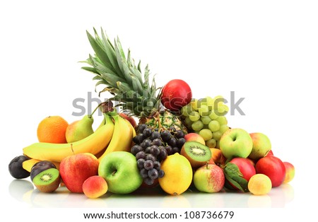 Assortment of exotic fruits isolated on white