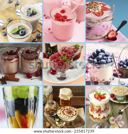Delicious desserts collage - stock photo