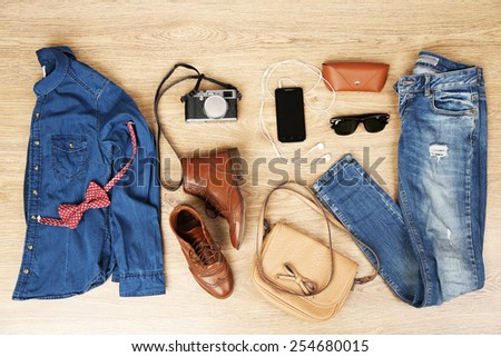 Mens Casual Outfits Man Clothing Accessories Stock Photo 424798660 ...