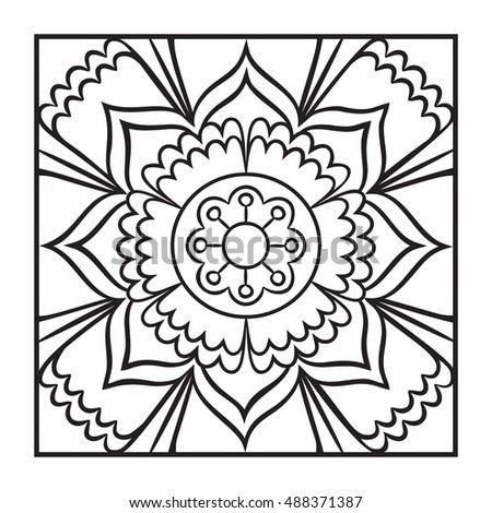 Doodle Mandala Coloring Page Outline Floral Design Element Book Pattern Decorative Round