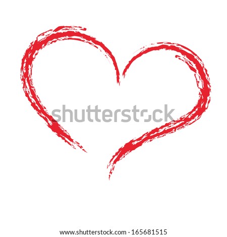 Drawing with a brush in the shape of heart, love symbol on white background, vector illustration