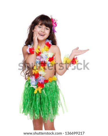 Portrait Little Girl Hawaiian Dress Making Stock Photo 136699217 ...