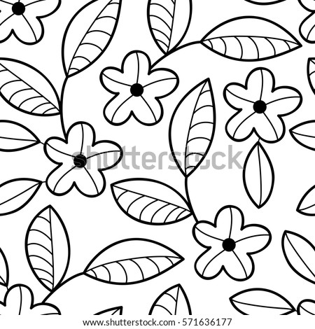 Vector black and white flower seamless pattern simple monochrome flower print floral cute doodle Vector black and white flower seamless pattern simple monochrome flower print floral cute doodle