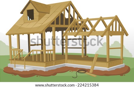 Home Construction Framing Structure Vector Illustration Stock Vector 224215384  Shutterstock