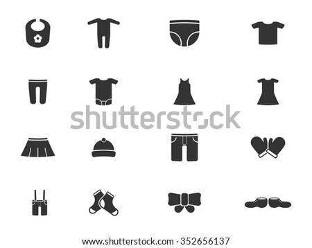 Baby Clothes Simply Icons Web Stock Vector 352656137 Shutterstock