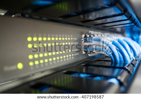 switch cable network Photo Stock Network Ethernet Connected Cables Switch