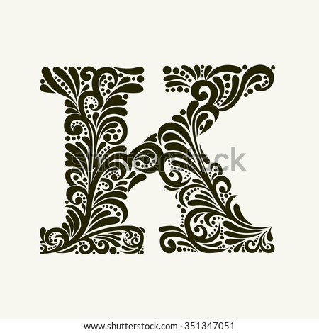 Elegant Capital Letter K Style Baroque Stock Vector 351347051 ...