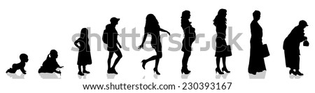 Vector Silhouette Woman Generation Progresses Stock Vector 230393167 ...