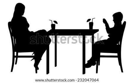 Vector Silhouettes Family Sitting Table Stock Vector 232047064 ...