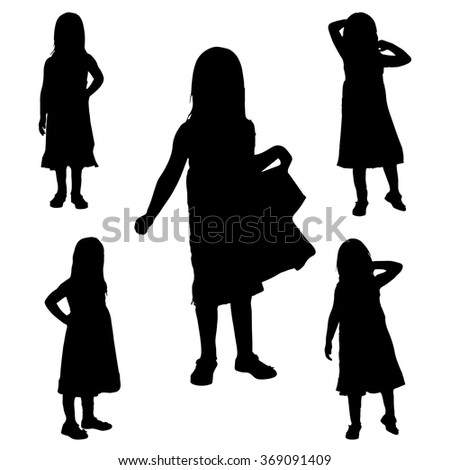 Little Girls Silhouettes Set Stock Vector 70993747 - Shutterstock