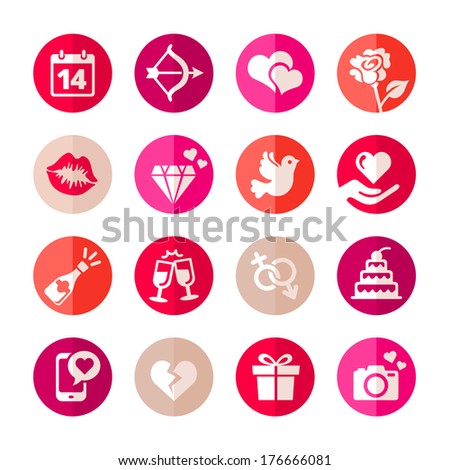 Web icon set - Valentine's day. Flat style