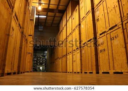 Huge Wall Of Wooden Crates In Warehouse Huge Wall Of Wooden Crates In Warehouse