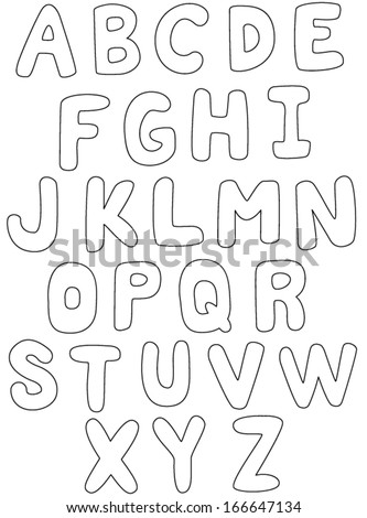 Alphabet AZ Outline Stock Vector 166647134 - Shutterstock