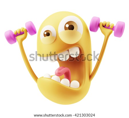Strength Emoji Cartoon 3 D Rendering Stock Illustration 421303024 ...