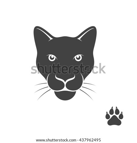 Panther with paw print. Vector illustration