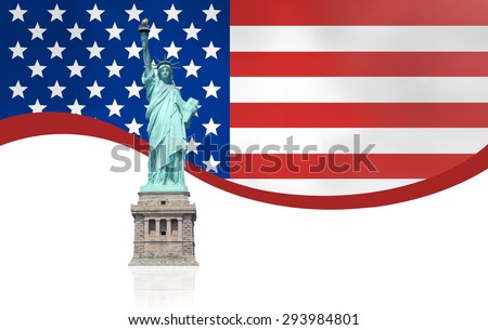 Statue Liberty American Symbol American Flag Stock Vector 95670328 ...