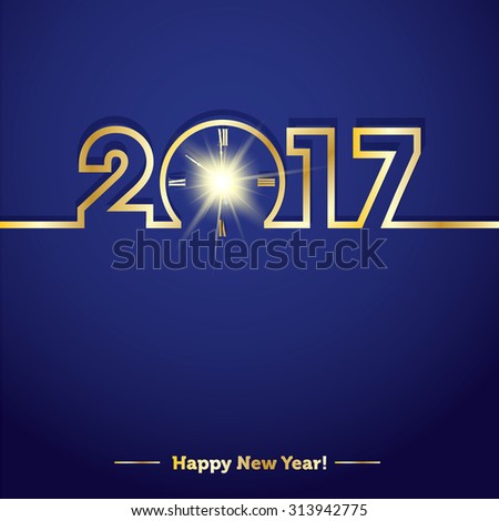 2017 Happy New Year with creative midnight clock