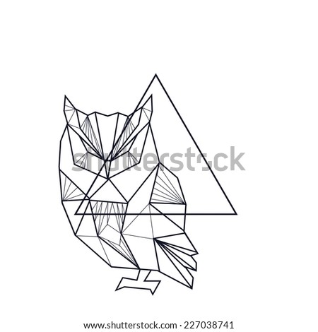 Vector Polygonal Illustration Geometric Owl Gradient Stock Vector ...