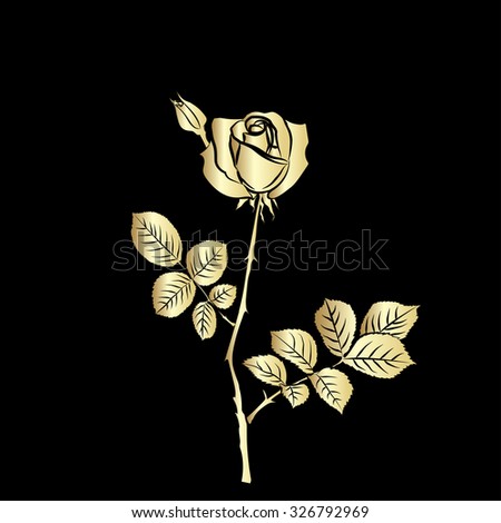 Set Gold Shining Roses On Black Stock Vector 268839383 - Shutterstock