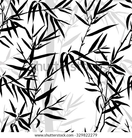 Seamless pattern. Bamboo leaf background. Floral seamless texture with leaves. Vector illustration