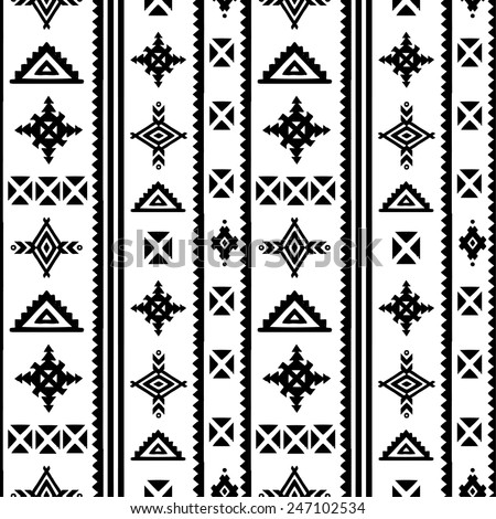 Aztec Tribal Art Seamless Pattern Black Stock Vector 247102534 ...
