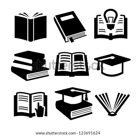 Vector Black Book Icons Set On Stock Vector 123691624 - Shutterstock
