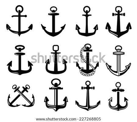 Heraldic Set Ships Anchor Icons Black Stock Vector 229861963 - Shutterstock