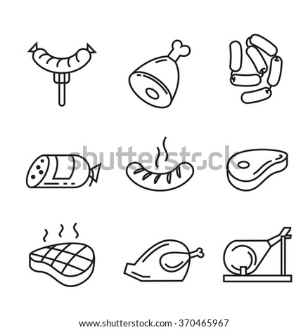 Vector Black Flat Food Icons On 스톡 벡터 370465967 - Shutterstock