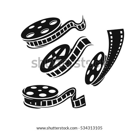 Film roll logo vector black cinema and movie