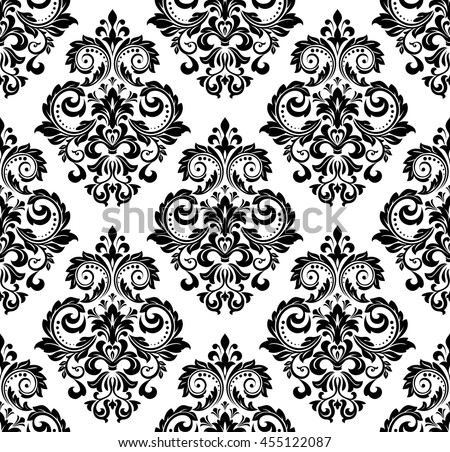 Damask Seamless Floral Pattern Royal Wallpaper Flowers On A Black And White Background