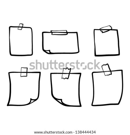 Six Styles Note Papers Sticky Tape Stock Vector 138444434 - Shutterstock